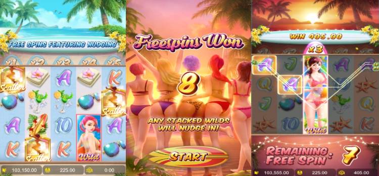 PG Bikini Paradise Slot Game - Tính Năng Vòng Quay Miễn Phí