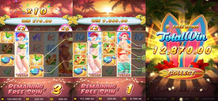 PG Bikini Paradise Slot Game - Tính Năng Vòng Quay Miễn Phí