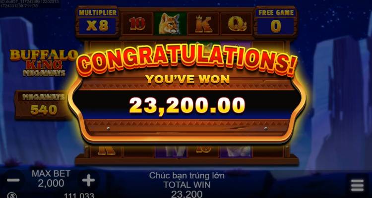 R88 Buffalo King Slot Game - Trúng Thưởng